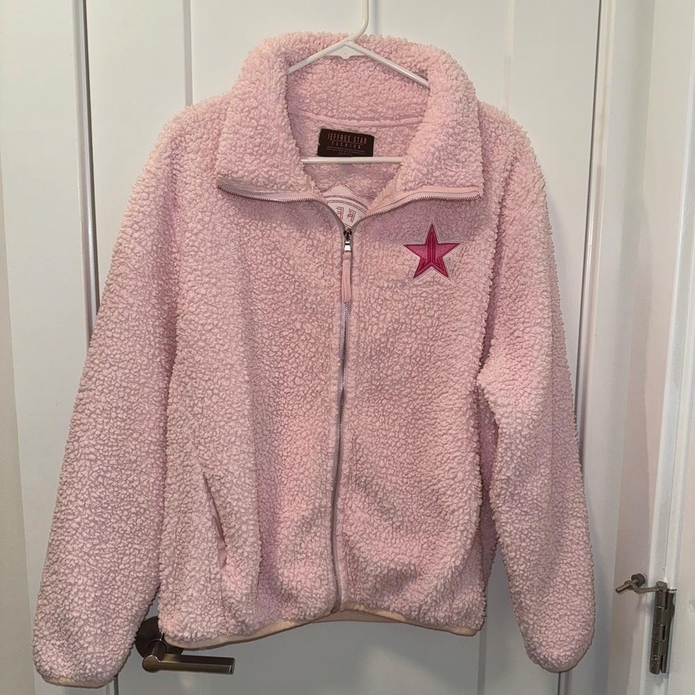 JEFFREE STAR Approved Women’s pink Sherpa Jacket Full Zip size M